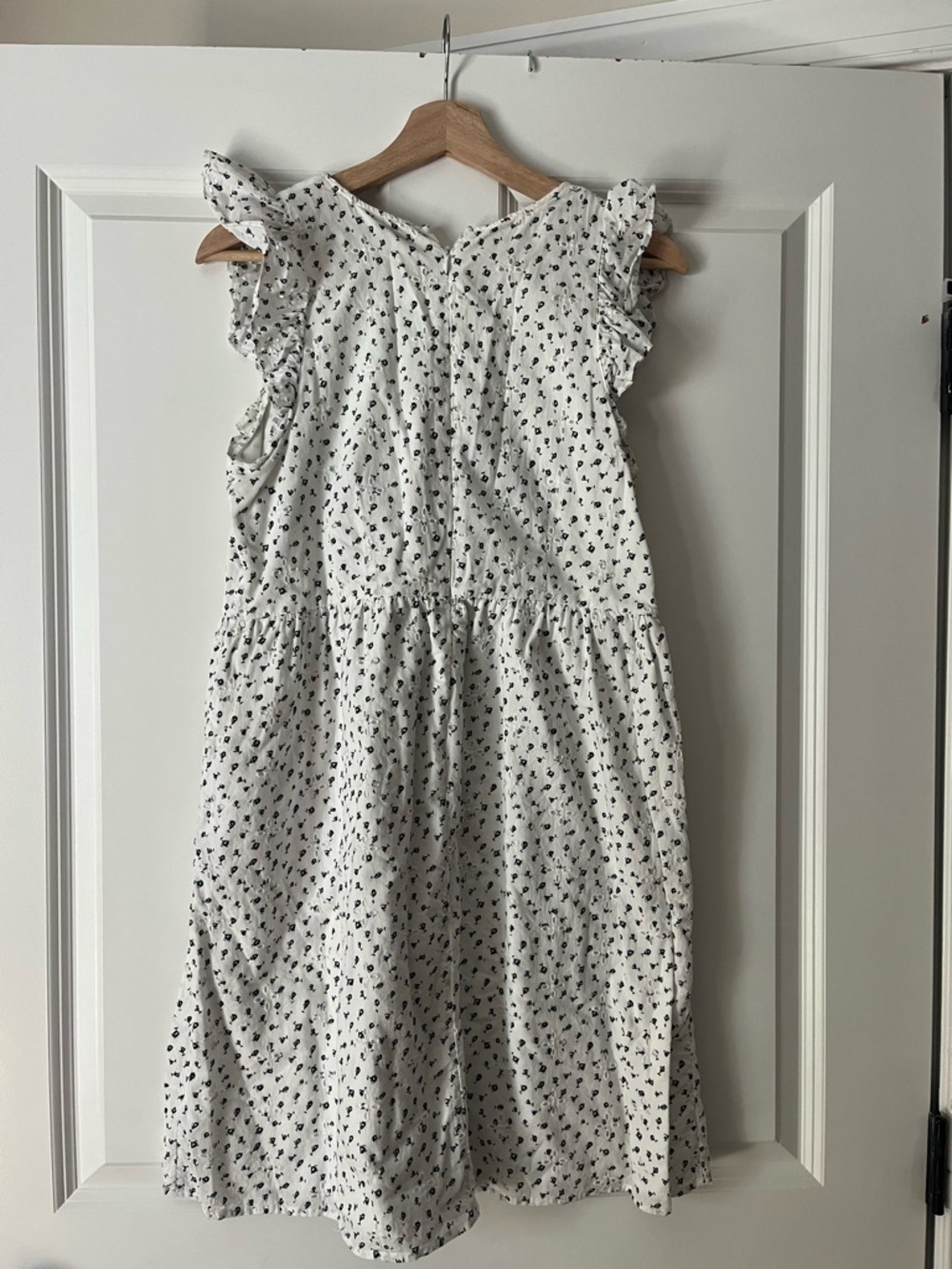 White Floral Sundress with Ruffle Sleeves - Picture 2 of 5